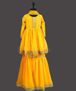 Yellow Color Party Wear Sharara Set For Girls