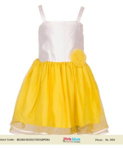 Shop Online India Little Angels Yellow Satin Sleeveless Dress