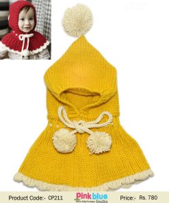 Cute Yellow Woolen Crochet Toddler Baby Scarf Hat