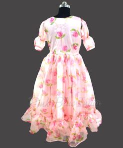 girls-floral-printed-organza-dress-in pink-color