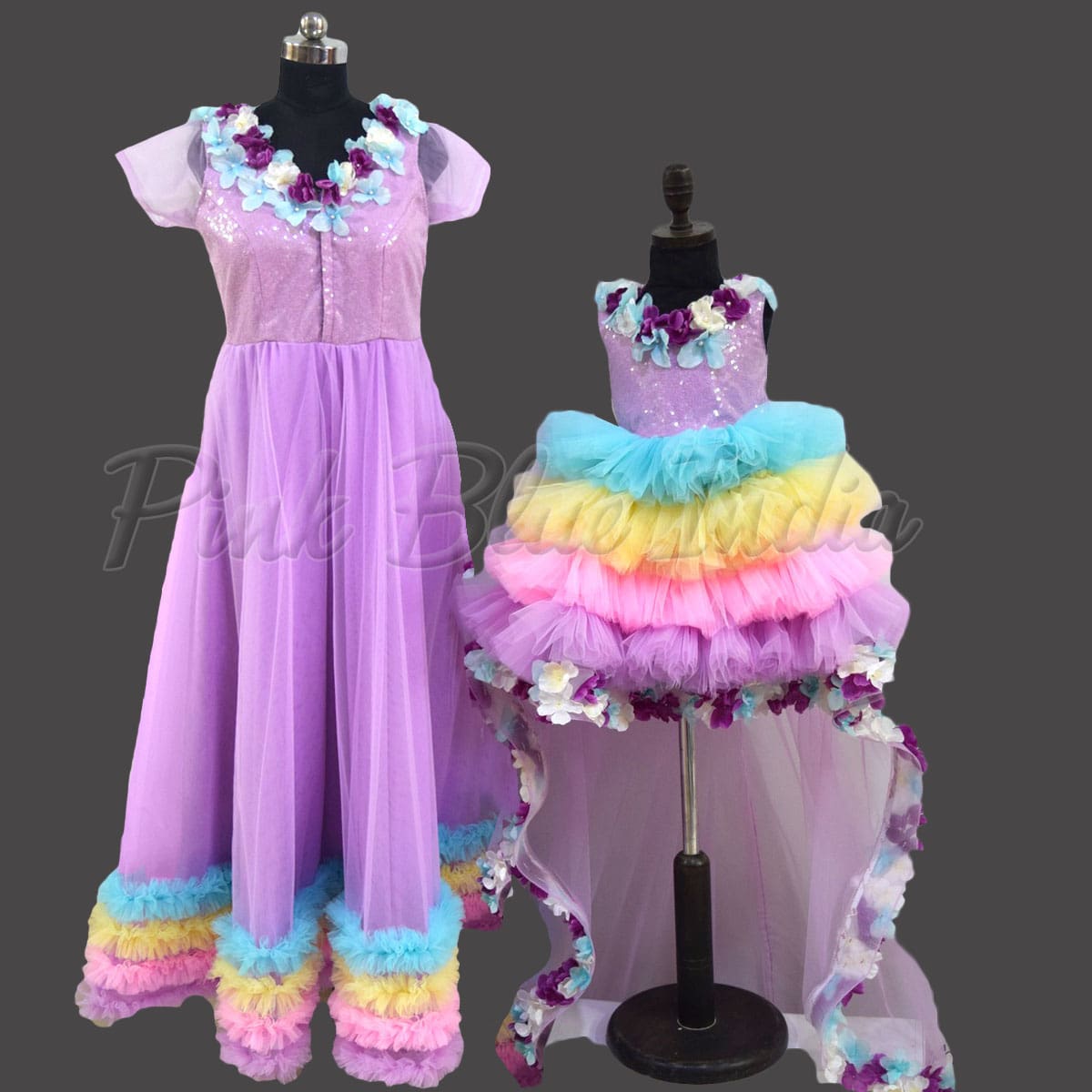 Queen of Sparkles Blue and Rainbow Nutcracker Tulle Dress – Leopard Grove