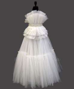 two-piece-white-dress-with-pearl-waist-belt