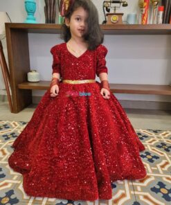 Red sequin ball gown